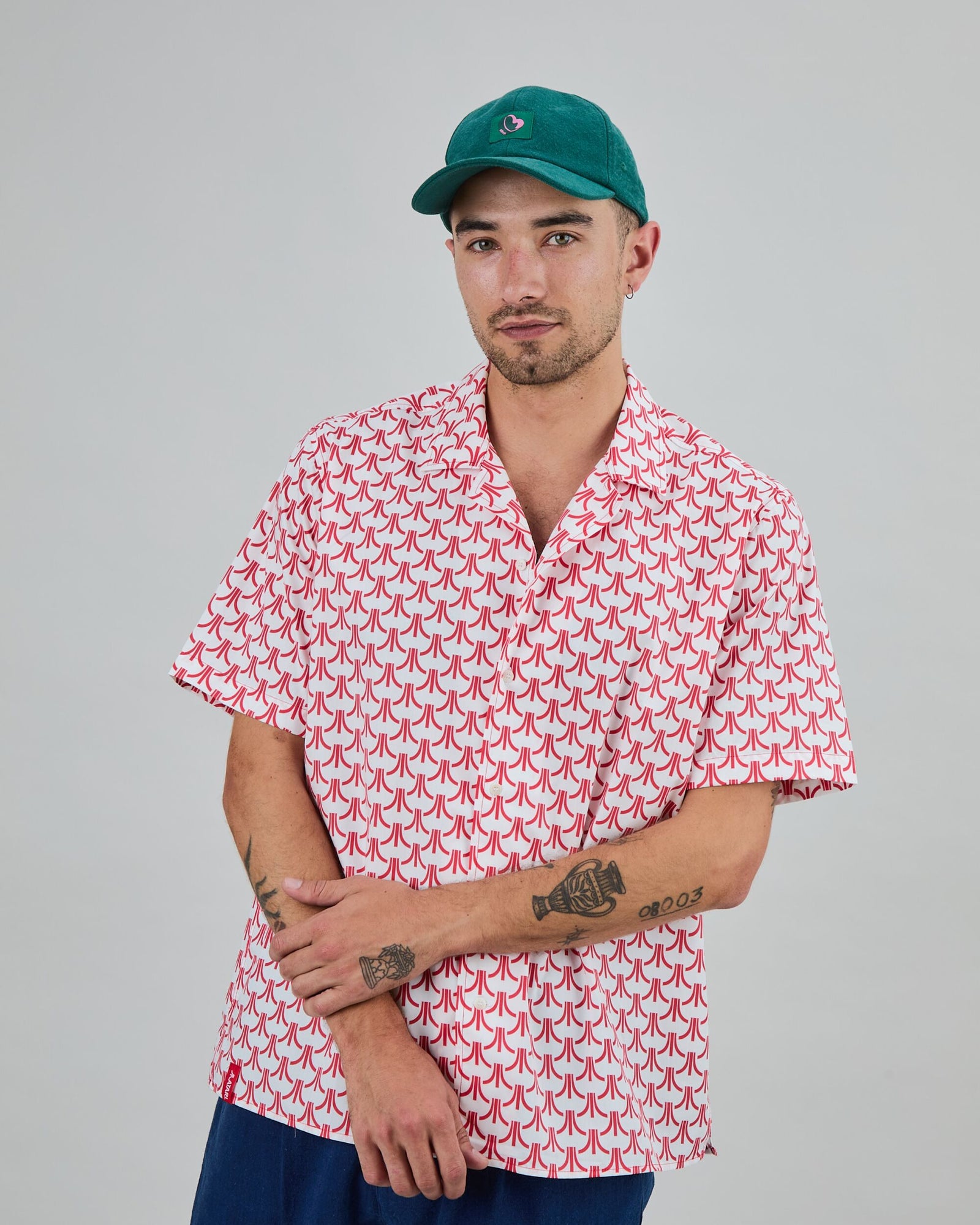Atari Monogram Aloha Shirt Red