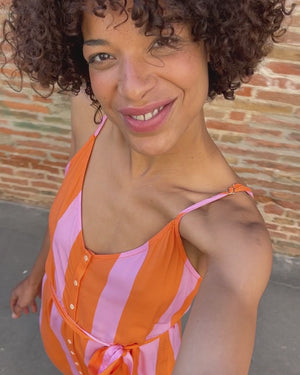 Color Block Long Dress Orange