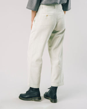 Corduroy Pleated Pants Ice White