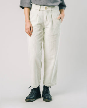 Corduroy Pleated Pants Ice White