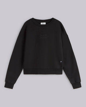 Moon Mode Cropped Sweatshirt Black