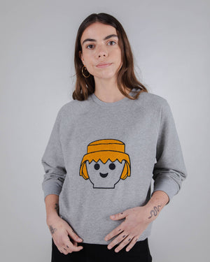 Playmobil Face Cotton Sweatshirt Grey Melange