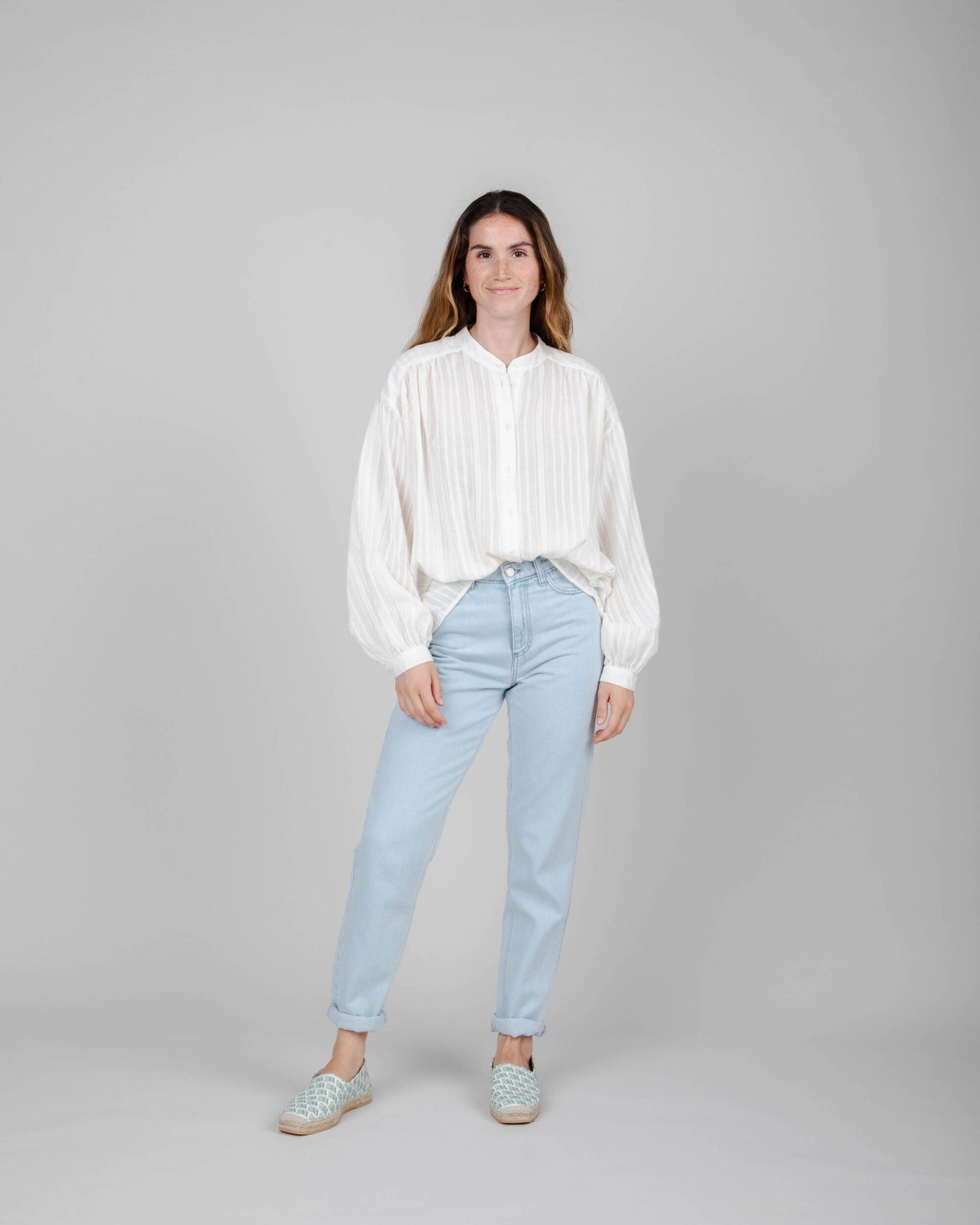 Polka Dot Boho Blouse White