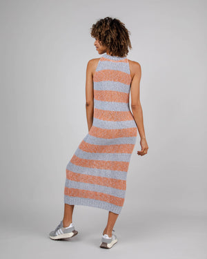 Stripes Knitted Long Dress Orangine