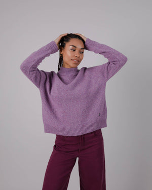 Perkins Wool Cropped Sweater Grape