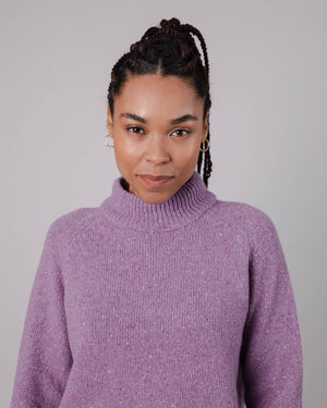 Perkins Wool Cropped Sweater Grape