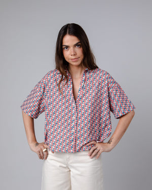 Tiles Oversize Cropped Blouse Rose