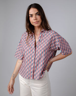 Tiles Oversize Cropped Blouse Rose