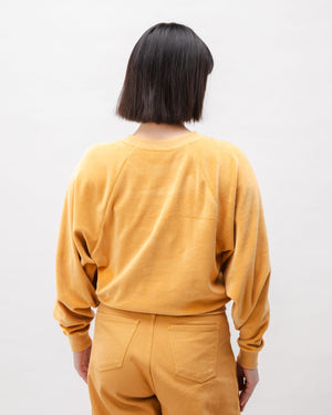 Velvet Raglan Cotton Sweatshirt Ochre