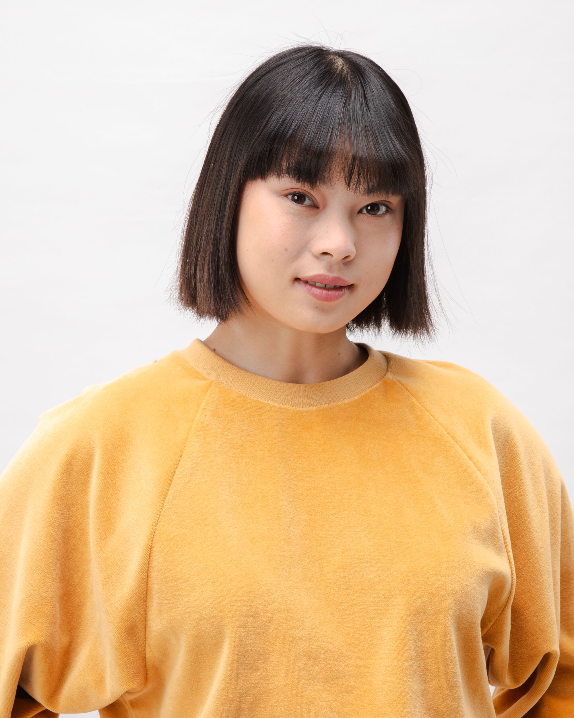 Velvet Raglan Cotton Sweatshirt Ochre