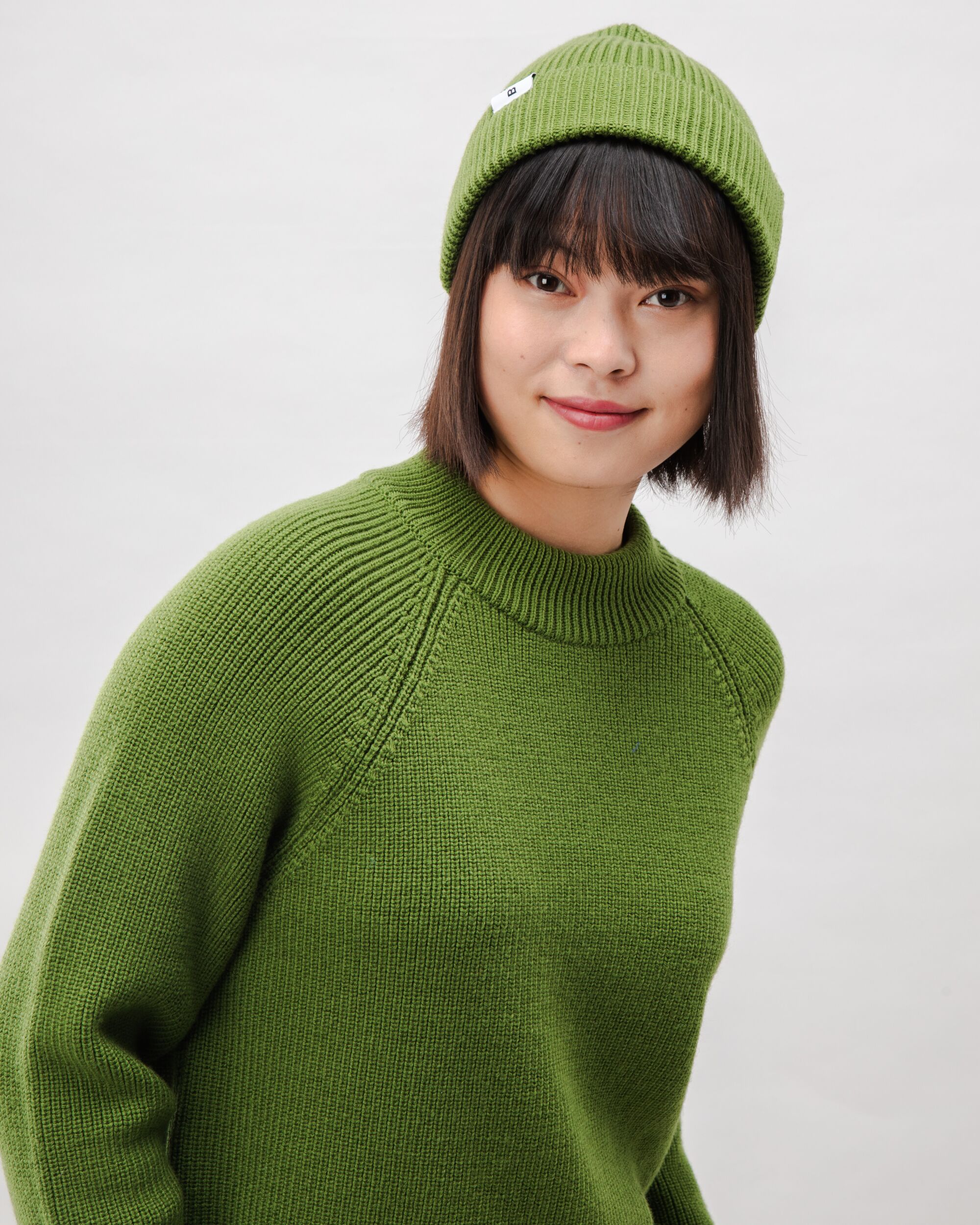 Waterfront Cropped Wool Sweater Green