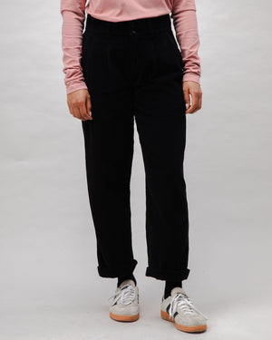 Corduroy Pleated Pants Black